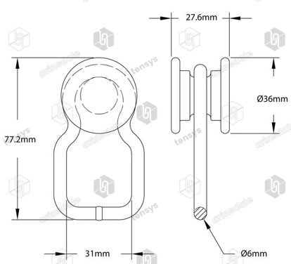Curtain Bobbin C/W Waisted Ring
