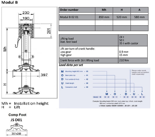 Jost Modul B201 Landing Legs (Pair) - Compensating Foot B020101