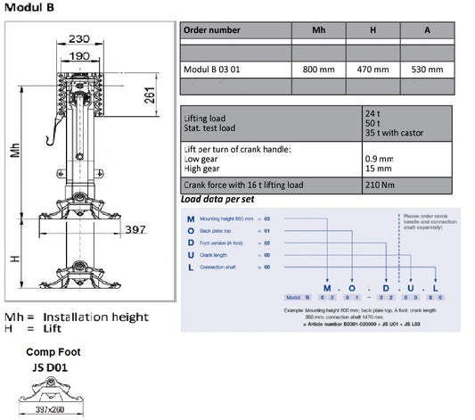 Jost Modul B301 Landing Legs (Pair) - Compensating Foot B030101