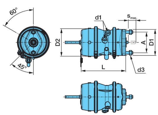 BPW 20/24 Spring Brake Chamber LH 05.444.44.02.0