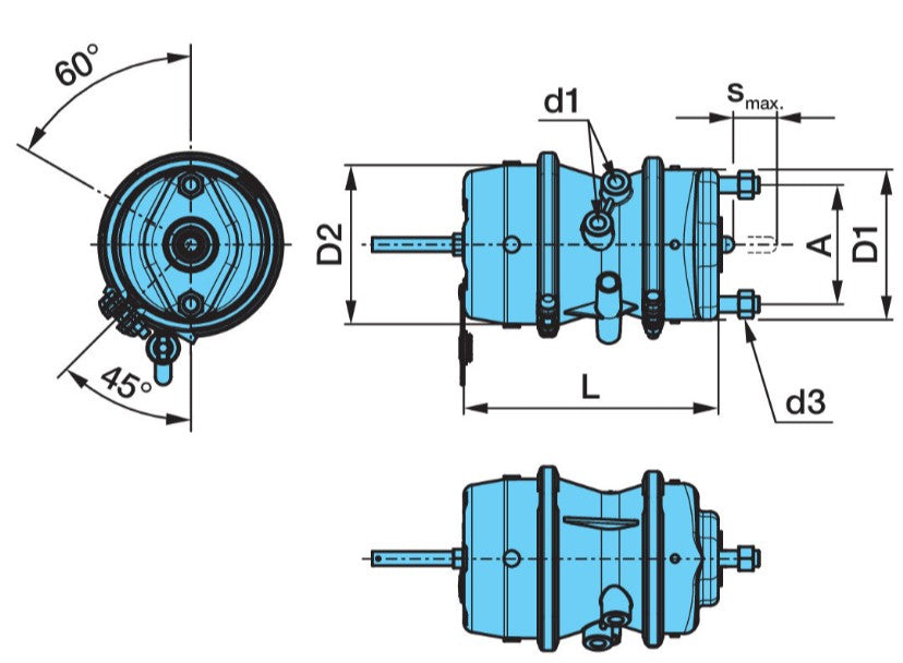 BPW 20/24 Spring Brake Chamber RH  05.444.44.01.0