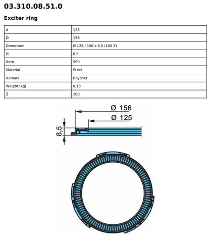 BPW ABS Exciter Ring 100 Tooth 03.310.08.51.0